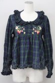 画像1: PINK HOUSE / 野ばらとチェリー刺繍タータンブラウス  グリーン T-25-10-10-016-LO-BL-SA-ZT215 (1)