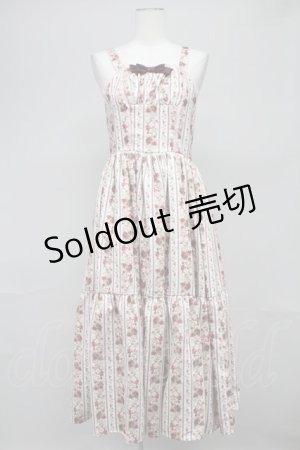 画像: axes femme kawaii / ストライプローズ柄ジャンスカ  ピンク T-25-10-16-002-AX-OP-SA-ZI