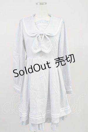 画像: Amavel / Cherry Blossom セーラーワンピース  サックス T-25-10-16-003-CA-OP-SA-ZI