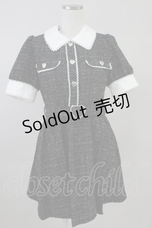 画像: DearMyLove / サマーツイードハートパールワンピース  黒Ｘ白 T-25-10-16-005-EL-OP-SA-ZI