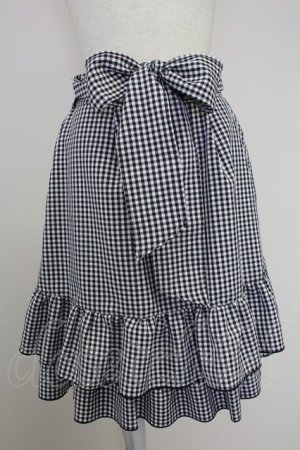 画像: axes femme POETIQUE / リボン付バックフリルスカート  黒Ｘ白 T-25-10-16-009-AX-SK-SA-ZT