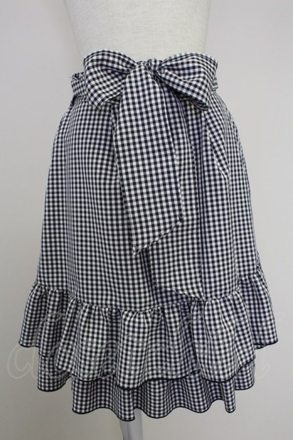 画像1: axes femme POETIQUE / リボン付バックフリルスカート  黒Ｘ白 T-25-10-16-009-AX-SK-SA-ZI (1)