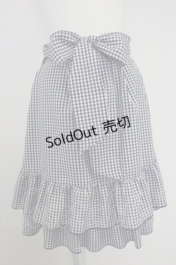 画像1: axes femme POETIQUE / リボン付バックフリルスカート  黒Ｘ白 T-25-10-16-009-AX-SK-SA-ZI (1)