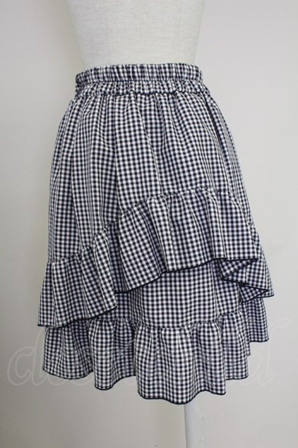 画像2: axes femme POETIQUE / リボン付バックフリルスカート  黒Ｘ白 T-25-10-16-009-AX-SK-SA-ZI (2)