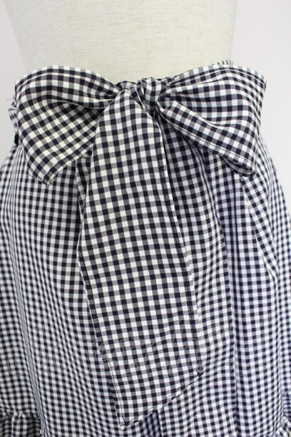 画像3: axes femme POETIQUE / リボン付バックフリルスカート  黒Ｘ白 T-25-10-16-009-AX-SK-SA-ZI (3)