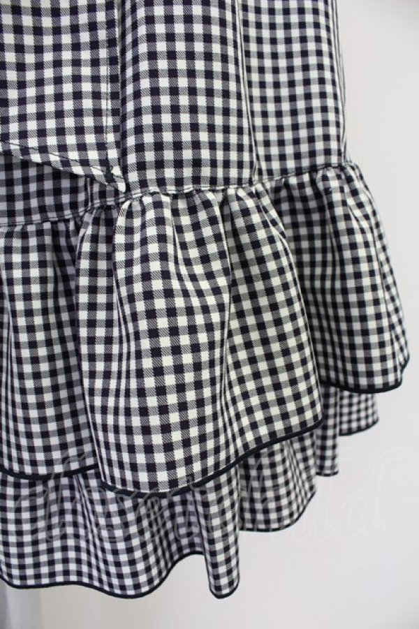 画像5: axes femme POETIQUE / リボン付バックフリルスカート  黒Ｘ白 T-25-10-16-009-AX-SK-SA-ZI (5)