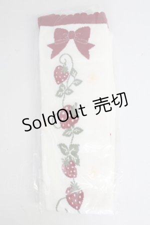 画像: axes femme kawaii / いちご柄オーバーニー  白Ｘ赤 T-25-10-16-014-AX-ZA-SA-ZI