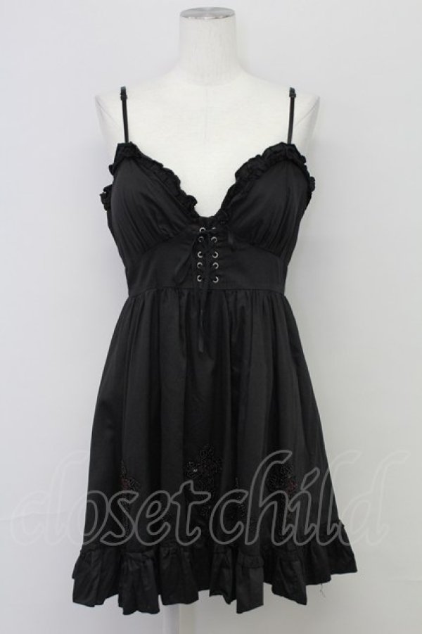 画像1: BPN / クロスビーズ刺繍ベビードール  黒 T-25-10-17-018-GO-TO-SA-ZT341 (1)