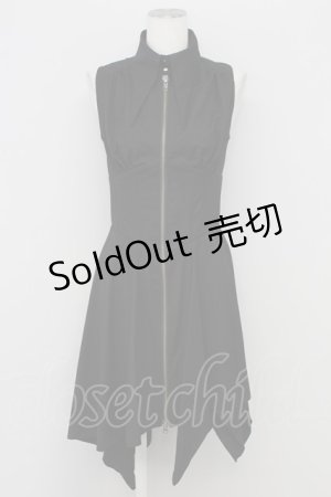 画像: BPN / フロントZIPノースリーブワンピース  黒 T-25-10-17-019-GO-OP-SA-ZT344