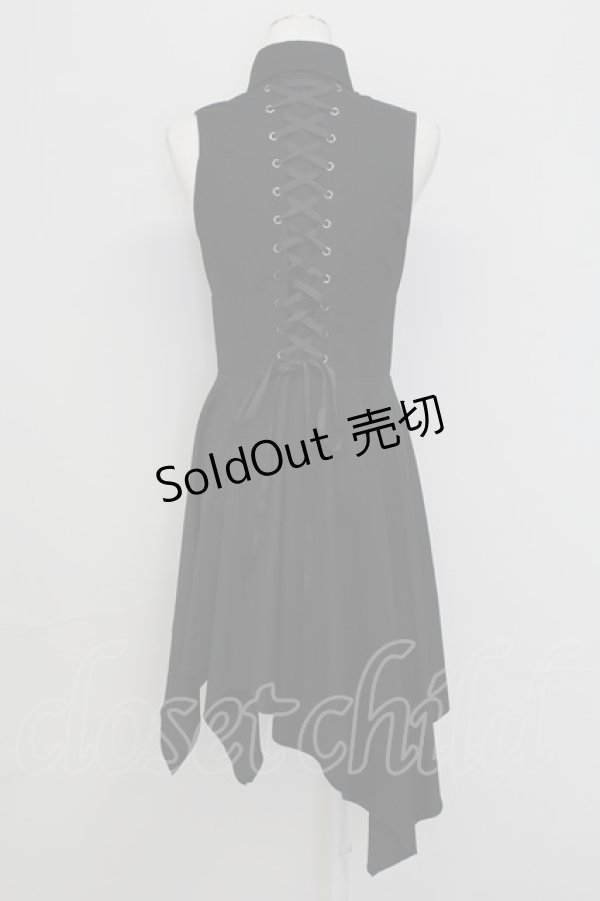 画像2: BPN / フロントZIPノースリーブワンピース  黒 T-25-10-17-019-GO-OP-SA-ZT344 (2)