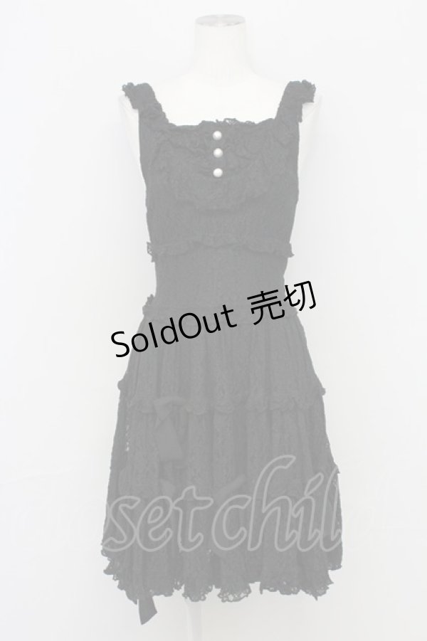 画像1: metamorphose / 総レースパールリボンジャンパースカート  黒 T-25-10-17-021-ME-OP-SA-ZT (1)