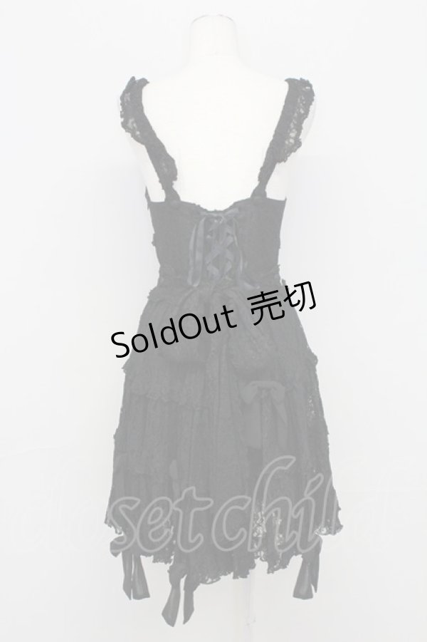 画像2: metamorphose / 総レースパールリボンジャンパースカート  黒 T-25-10-17-021-ME-OP-SA-ZT (2)