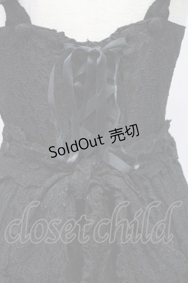 画像7: metamorphose / 総レースパールリボンジャンパースカート  黒 T-25-10-17-021-ME-OP-SA-ZT (7)