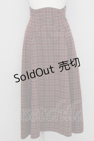画像: axes femme / コルセット風チェック柄スカート  ワイン T-25-10-17-026-AX-SK-SA-ZT347