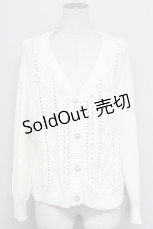 画像: axes femme / 透かし柄ニットカーディガン  ホワイト T-25-10-17-005-AX-TO-SA-ZT265