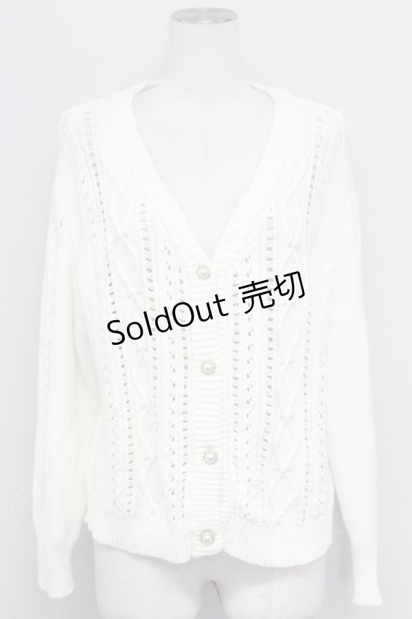 画像1: axes femme / 透かし柄ニットカーディガン  ホワイト T-25-10-17-005-AX-TO-SA-ZT265 (1)