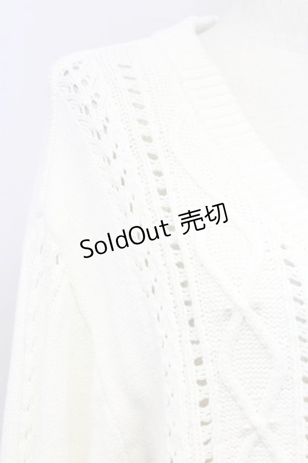 画像3: axes femme / 透かし柄ニットカーディガン  ホワイト T-25-10-17-005-AX-TO-SA-ZT265 (3)