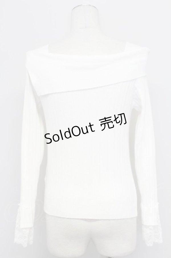 画像2: axes femme / ロゴ刺繍入オフショルニット  シロ T-25-10-17-007-AX-TO-SA-ZT265 (2)