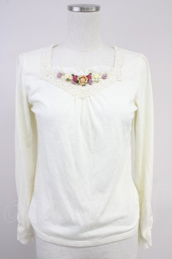 画像1: axes femme / ビジューガーデンインナープルオーバー  アイボリー T-25-10-19-001-AX-TO-SA-ZI (1)