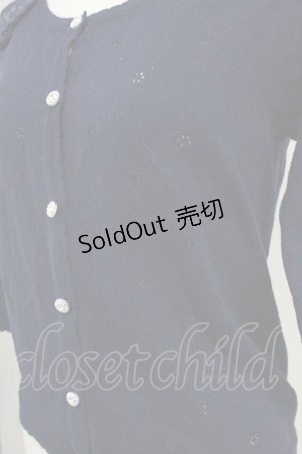 画像7: axes femme / 肩レース透かしニットカーディガン  ネイビー T-25-10-19-019-AX-TO-SA-ZI (7)