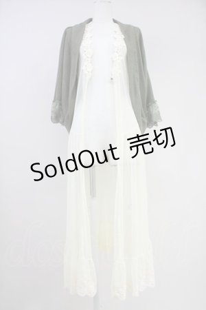 画像: axes femme / ロングジレ付きカーディガン  グリーンＸアイボリー T-25-10-19-021-AX-TO-SA-ZI