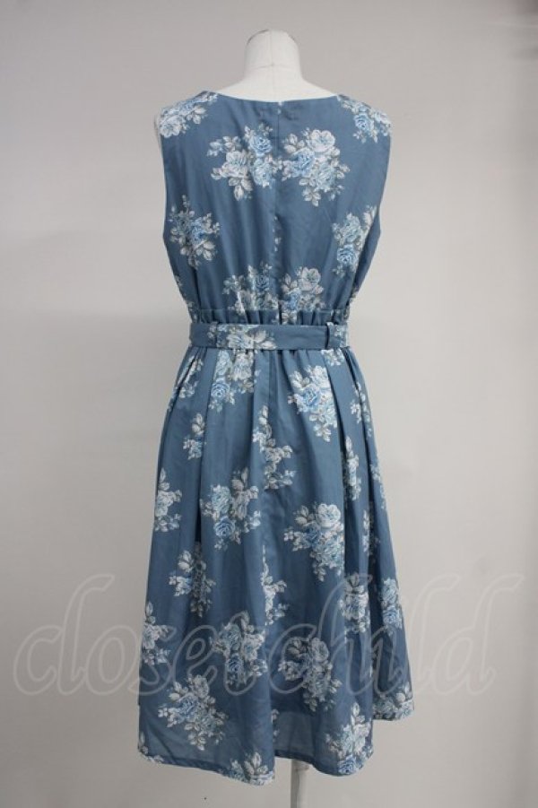 画像2: axes femme / ローズブーケノースリーブワンピース  青 T-25-10-19-035-AX-OP-SA-ZI (2)