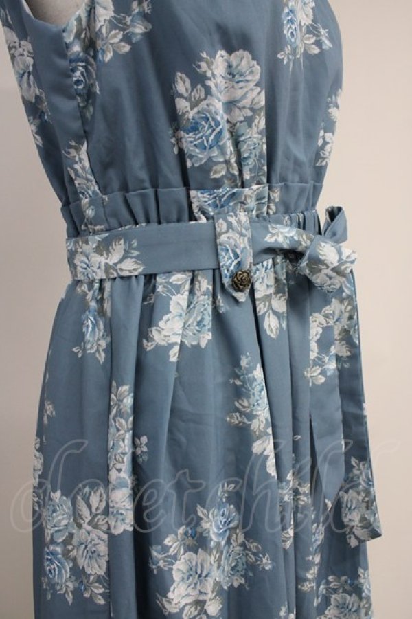 画像3: axes femme / ローズブーケノースリーブワンピース  青 T-25-10-19-035-AX-OP-SA-ZI (3)