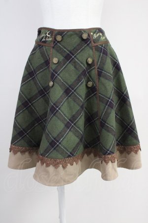 画像: axes femme POETIQUE / ナナメチェックスカート  グリーンＸブラウン T-25-10-19-043-AX-SK-SA-ZT