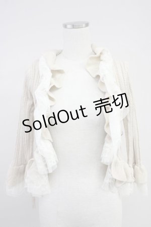 画像: axes femme / フリル襟編み上げニットボレロ M アイボリーＸ白 T-25-10-19-007-AX-TO-SA-ZT