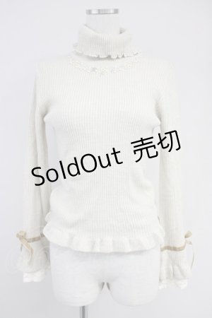 画像: axes femme / 袖レースラメニットプルオーバー  アイボリー T-25-10-19-008-AX-TO-SA-ZI