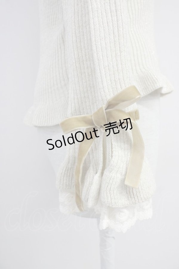 画像4: axes femme / 袖レースラメニットプルオーバー  アイボリー T-25-10-19-008-AX-TO-SA-ZI (4)
