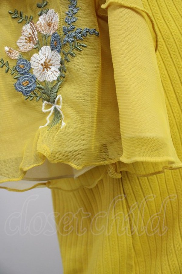 画像5: axes femme / チュール×ブーケ刺繍プルオーバー  イエロー T-25-10-19-009-AX-TO-SA-ZI (5)