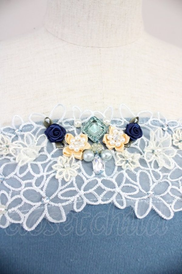 画像3: axes femme / フラワーレース巻き薔薇キャミトップス  サックスＸ白 T-25-10-19-011-AX-TO-SA-ZI (3)