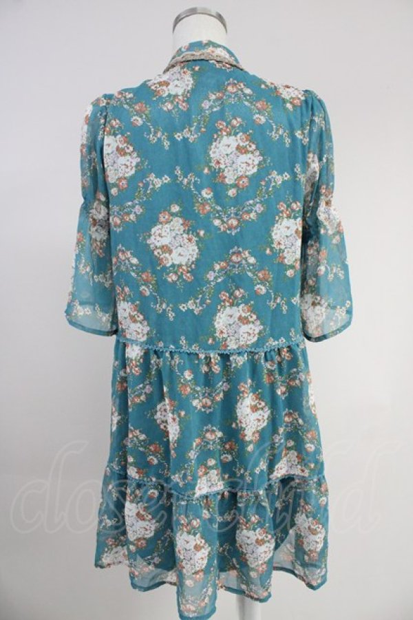 画像2: axes femme / 花柄シフォンチュニック  グリーン T-25-10-19-012-AX-TO-SA-ZI (2)
