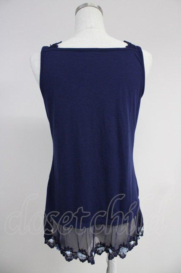 画像2: axes femme / 立体お花付きロングタンク  ネイビー T-25-10-19-014-AX-TO-SA-ZI (2)