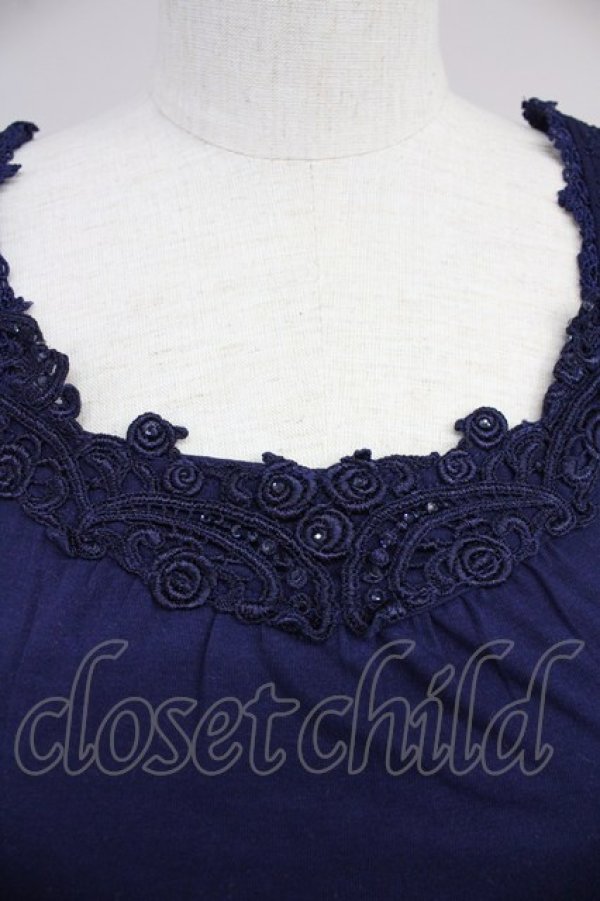 画像3: axes femme / 立体お花付きロングタンク  ネイビー T-25-10-19-014-AX-TO-SA-ZI (3)