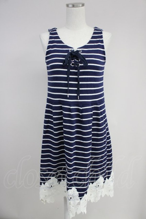 画像1: axes femme / ボーダーカットチュニ  ネイビーＸ白 T-25-10-19-015-AX-OP-SA-ZI (1)