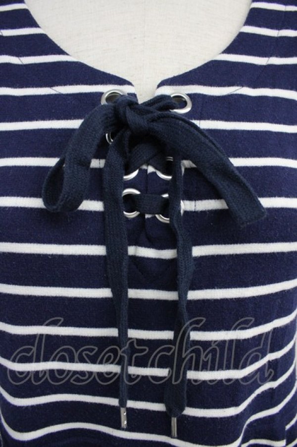 画像3: axes femme / ボーダーカットチュニ  ネイビーＸ白 T-25-10-19-015-AX-OP-SA-ZI (3)