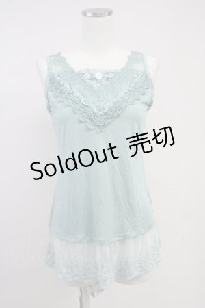 画像: axes femme / Vレースお花ロングタンク M グリーン T-25-10-19-002-AX-TO-SA-ZT