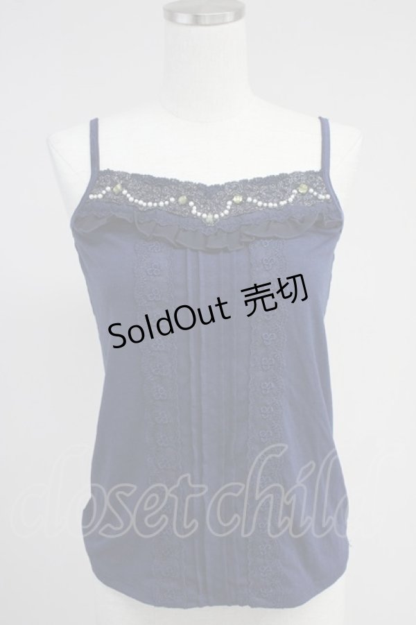 画像1: axes femme / ストーンパール配色キャミソール  ネイビー T-25-10-19-016-AX-TO-SA-ZI (1)