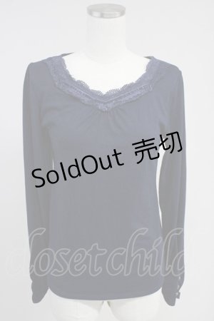 画像: axes femme / レース重ねインナープルオーバー  ネイビー T-25-10-19-017-AX-TO-SA-ZI