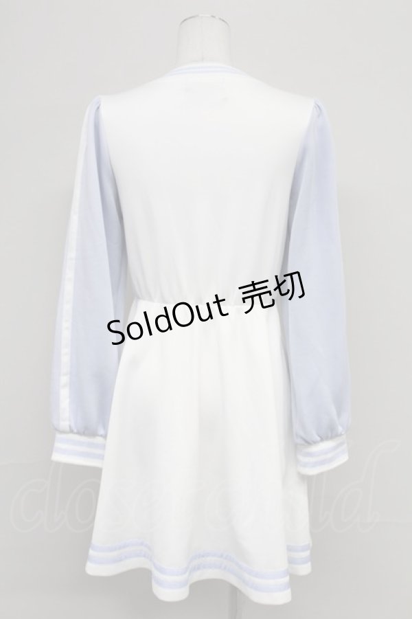 画像2: Jamie エーエヌケー / 龍刺繍タッセルジャージワンピース  サックスＸ白 T-25-10-24-020-LO-OP-SA-ZT (2)