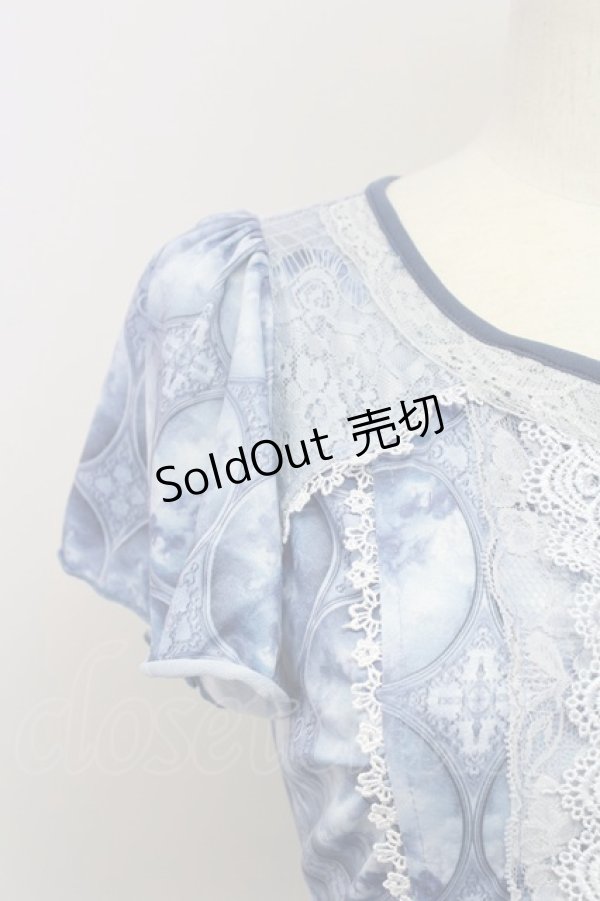 画像3: OZZ ANGELO / 天使窓風プリント半袖チュニック  青 T-25-10-24-021-OO-TO-SA-ZT410 (3)