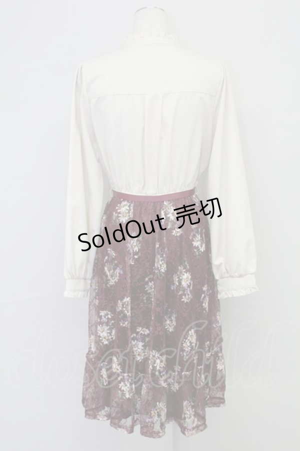 画像2: axes femme / マーガレット柄ハイネックワンピース  ワイン T-25-10-24-022-AX-OP-SA-ZT413 (2)