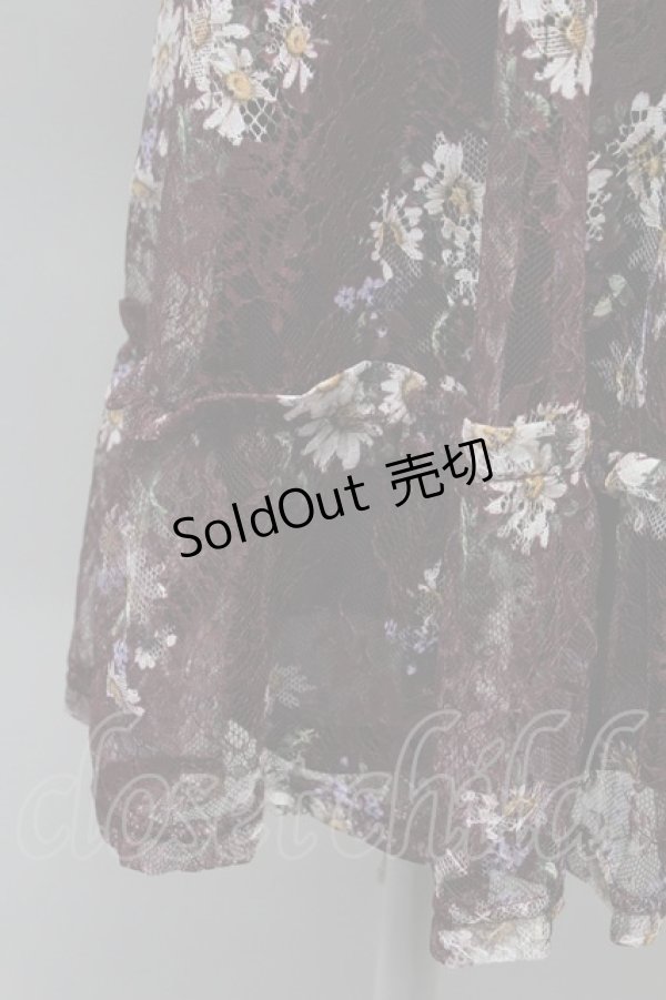 画像4: axes femme / マーガレット柄ハイネックワンピース  ワイン T-25-10-24-022-AX-OP-SA-ZT413 (4)