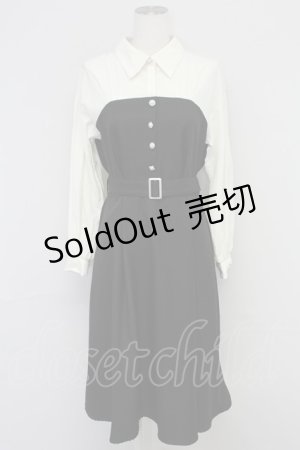 画像: axes femme / 襟付ビスチェ切替ワンピース  クロ T-25-10-24-023-AX-OP-SA-ZT