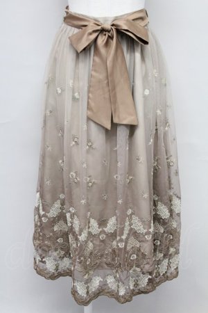画像: axes femme / グラデチュール刺繍スカート M キャメル T-25-10-24-026-AX-SK-SA-ZT413