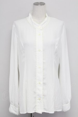 画像: MIHO MATSUDA / 立ち襟シフォンロングブラウス L 白 T-25-10-24-005-GO-BL-SA-ZT389