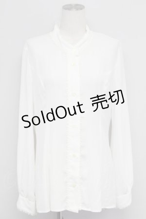 画像: 【SALE】MIHO MATSUDA / 立ち襟シフォンロングブラウス L 白 T-25-10-24-005-GO-BL-SA-ZT389