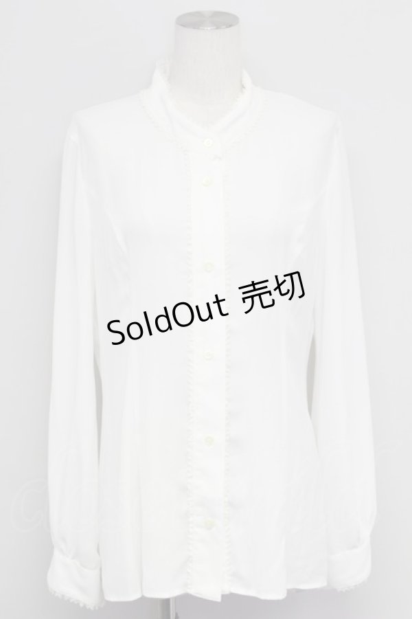 画像1: 【SALE】MIHO MATSUDA / 立ち襟シフォンロングブラウス L 白 T-25-10-24-005-GO-BL-SA-ZT389 (1)